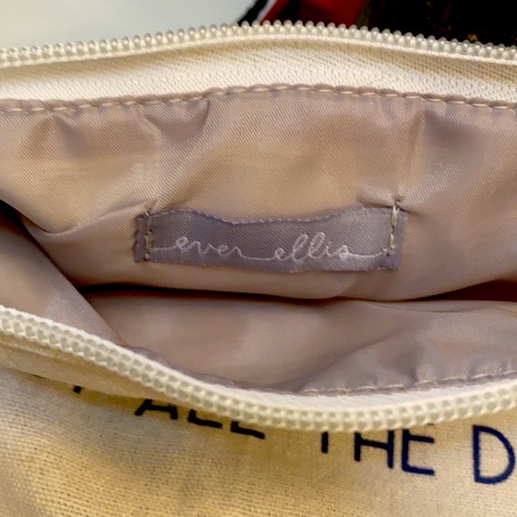 Ever Ellis Canvas And Blue Pom Zip Pack Sack “I’m Just Here To Pet All The Dogs” - Picture 5 of 9